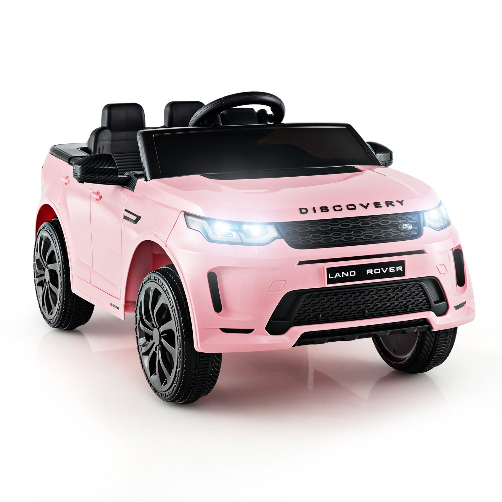 12V Kids Ride On Car with Remote Control Lockable Doors Slow Start System and LED Lights, Pink Powered Ride On Toys Pink  at Gallery Canada