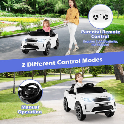 12V Kids Ride On Car with Remote Control Lockable Doors Slow Start System and LED Lights, White Powered Ride On Toys   at Gallery Canada