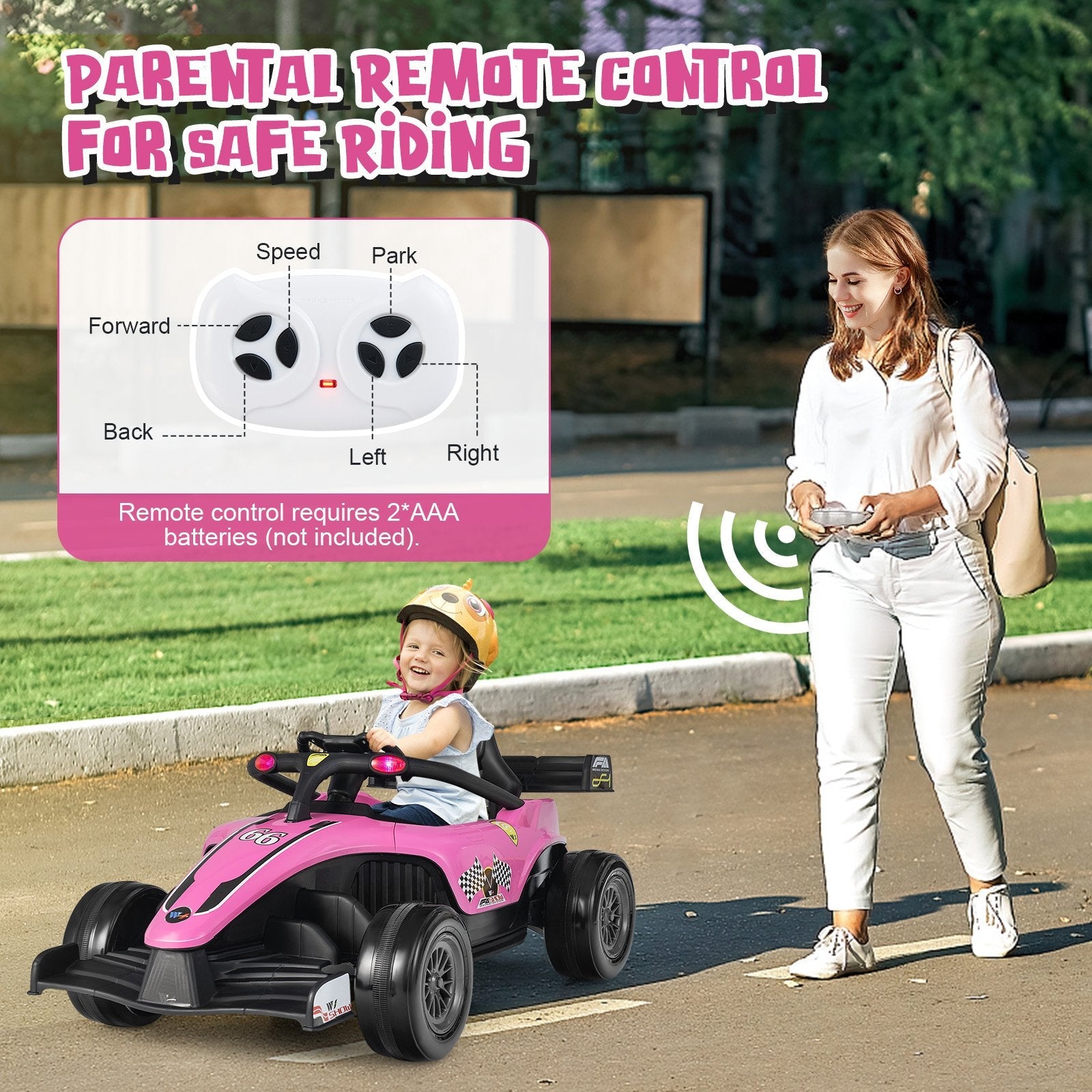 12V Kids Ride on Electric Formula Racing Car with Remote Control, Pink Powered Ride On Toys   at Gallery Canada