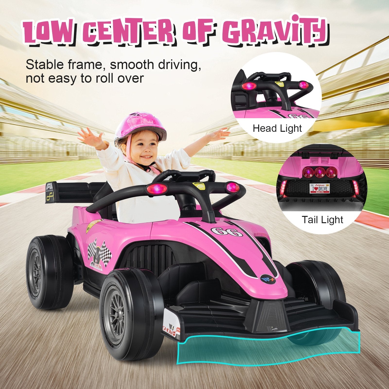 12V Kids Ride on Electric Formula Racing Car with Remote Control, Pink Powered Ride On Toys   at Gallery Canada