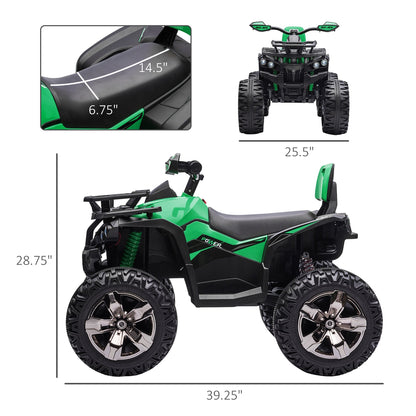 12V Kids Ride-on Four Wheeler ATV Car with MP3 Real Working Headlights, Battery Powered Motorcycle for Boys and Girls Green Electric Toy Cars   at Gallery Canada