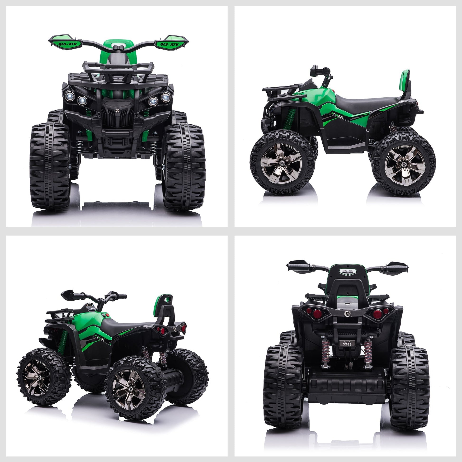 12V Kids Ride-on Four Wheeler ATV Car with MP3 Real Working Headlights, Battery Powered Motorcycle for Boys and Girls Green Electric Toy Cars   at Gallery Canada