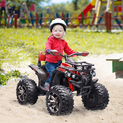 12V Kids Ride-on Four Wheeler ATV Car with MP3 Real Working Headlights, Battery Powered Motorcycle for Boys and Girls Red