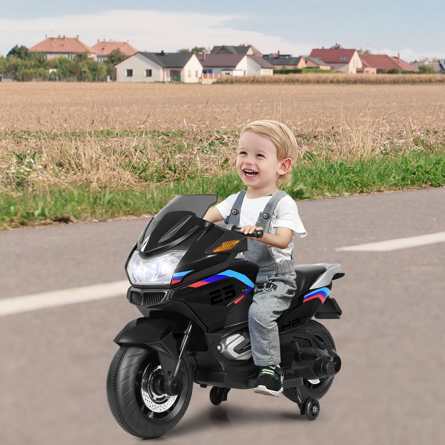 12V Kids Ride On Motorcycle Electric Motor Bike, Black Powered Ride On Toys   at Gallery Canada