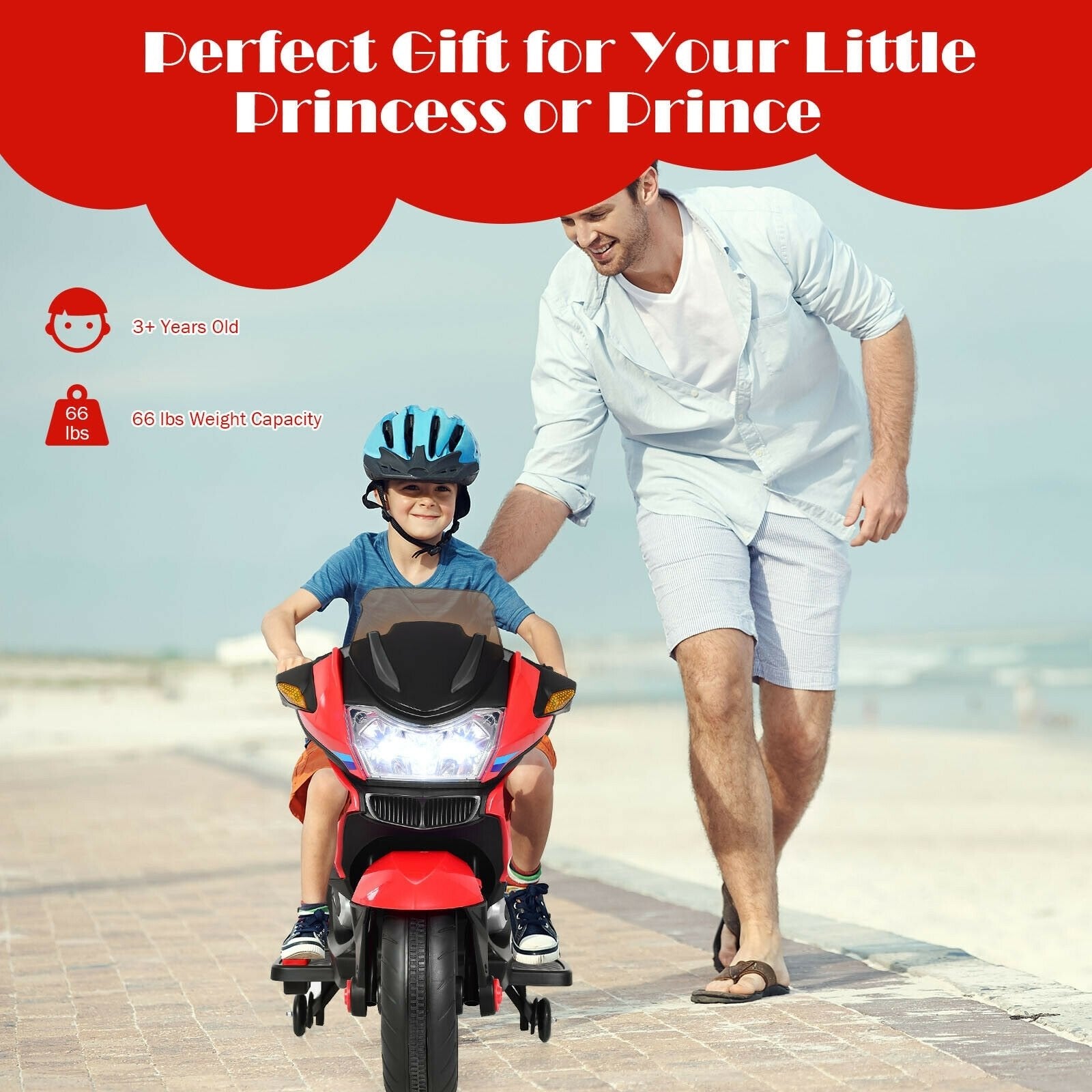 12V Kids Ride On Motorcycle Electric Motor Bike, Red Powered Ride On Toys   at Gallery Canada