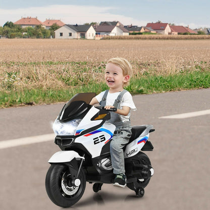 12V Kids Ride On Motorcycle Electric Motor Bike, White Powered Ride On Toys   at Gallery Canada