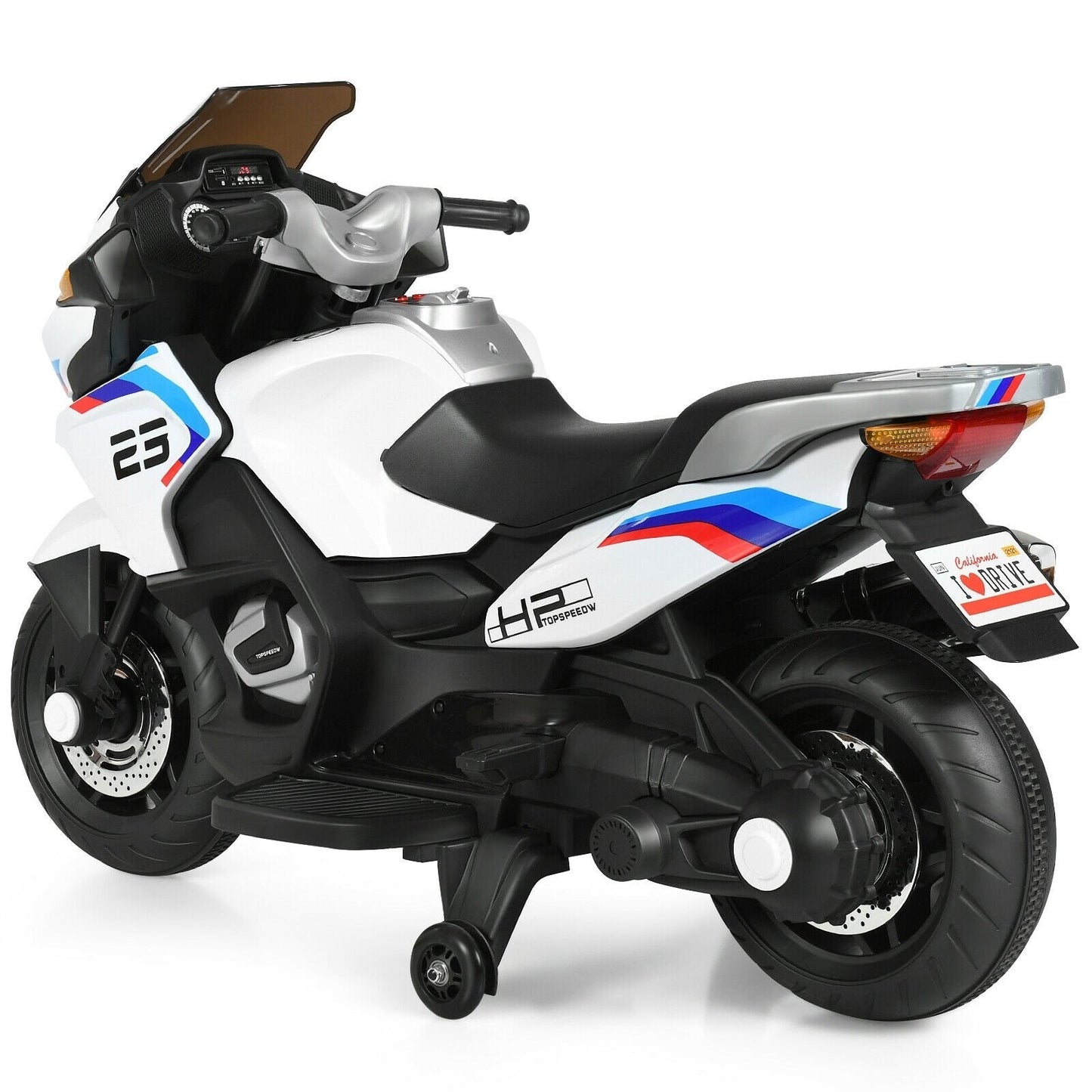 12V Kids Ride On Motorcycle Electric Motor Bike, White Powered Ride On Toys   at Gallery Canada