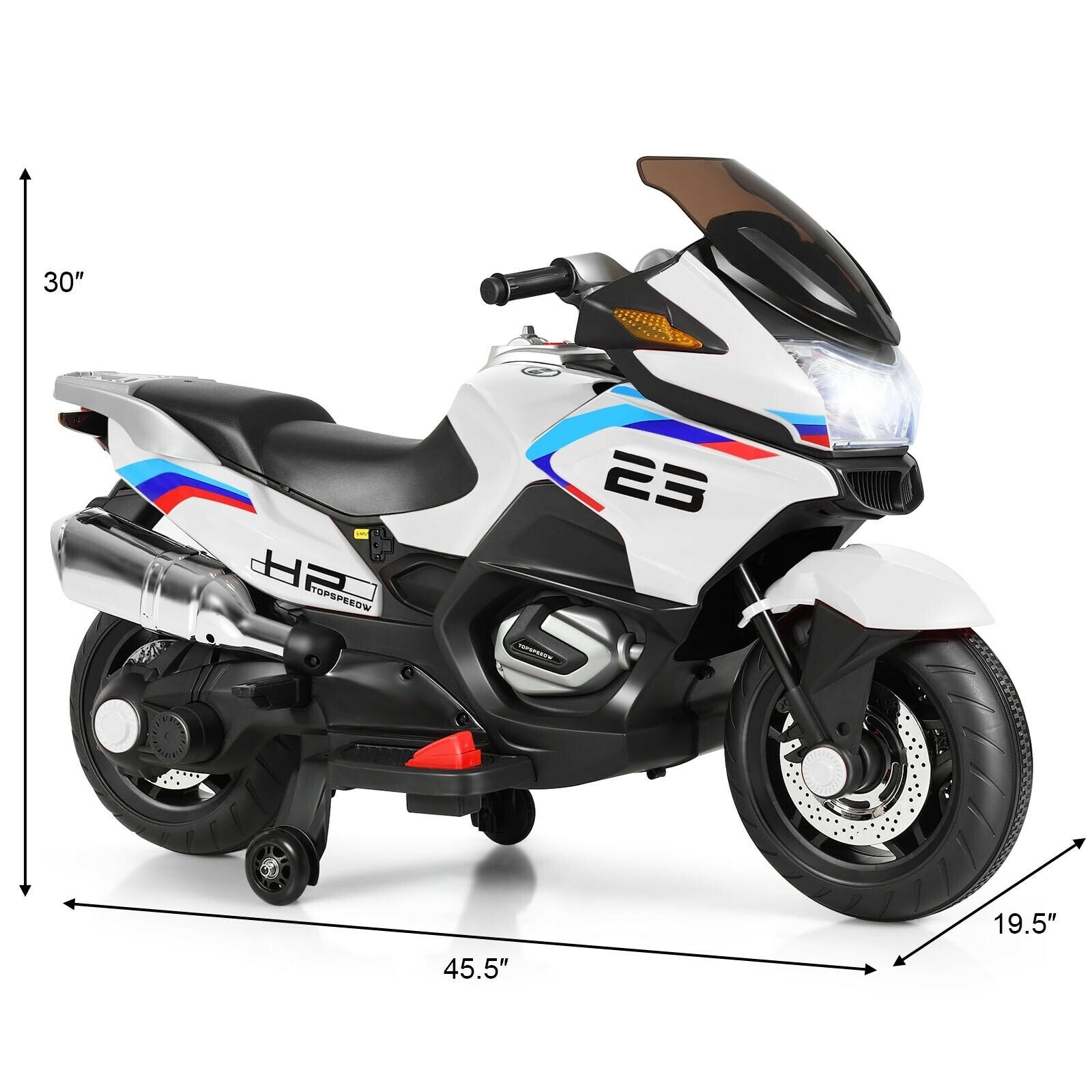 12V Kids Ride On Motorcycle Electric Motor Bike, White Powered Ride On Toys   at Gallery Canada