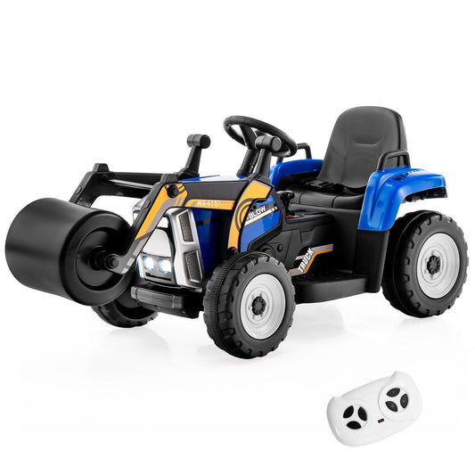 12V Kids Ride on Road Roller with 2.4G Remote Control, Blue Powered Ride On Toys   at Gallery Canada