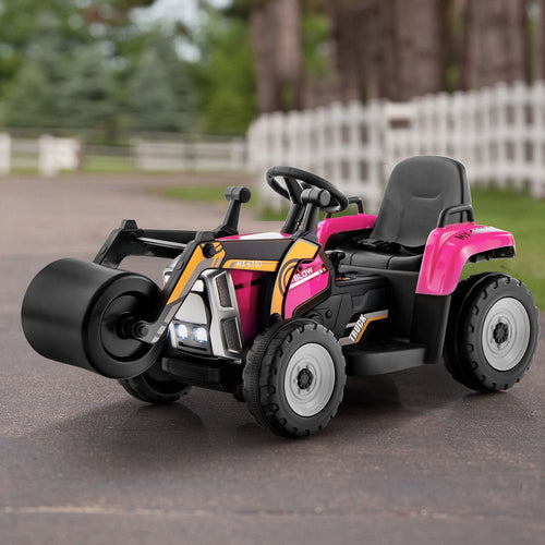 12V Kids Ride on Road Roller with 2.4G Remote Control, Pink