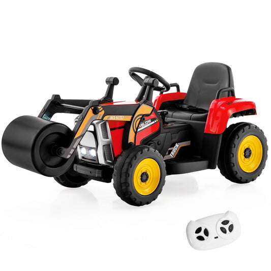 12V Kids Ride on Road Roller with 2.4G Remote Control, Red Powered Ride On Toys   at Gallery Canada