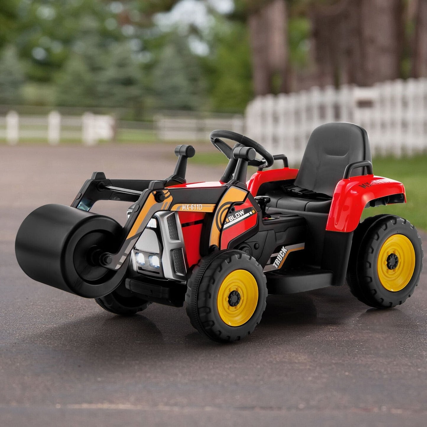 12V Kids Ride on Road Roller with 2.4G Remote Control, Red Powered Ride On Toys   at Gallery Canada