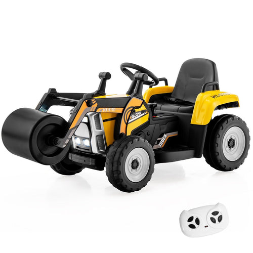 12V Kids Ride on Road Roller with 2.4G Remote Control, Yellow