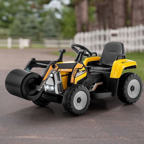 12V Kids Ride on Road Roller with 2.4G Remote Control, Yellow