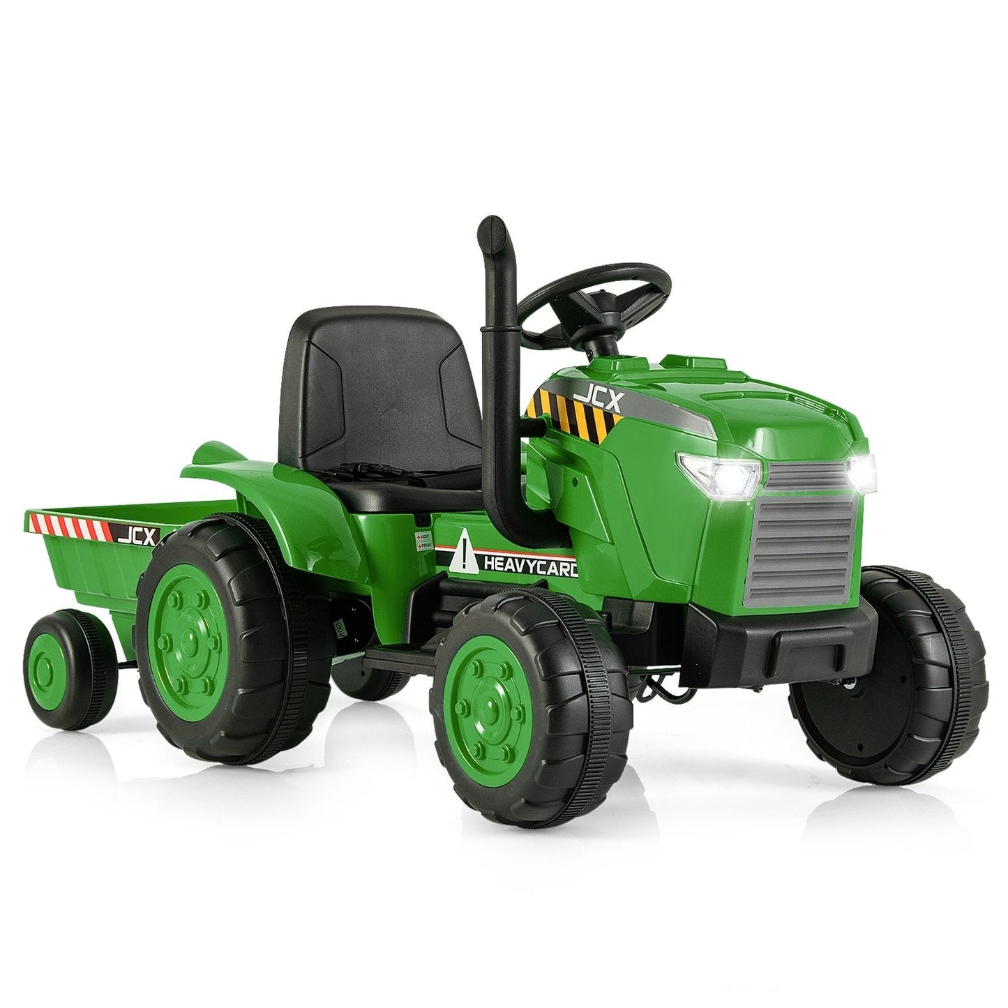 12V Kids Ride On Tractor with Trailer and Remote Control, Green Powered Ride On Toys   at Gallery Canada