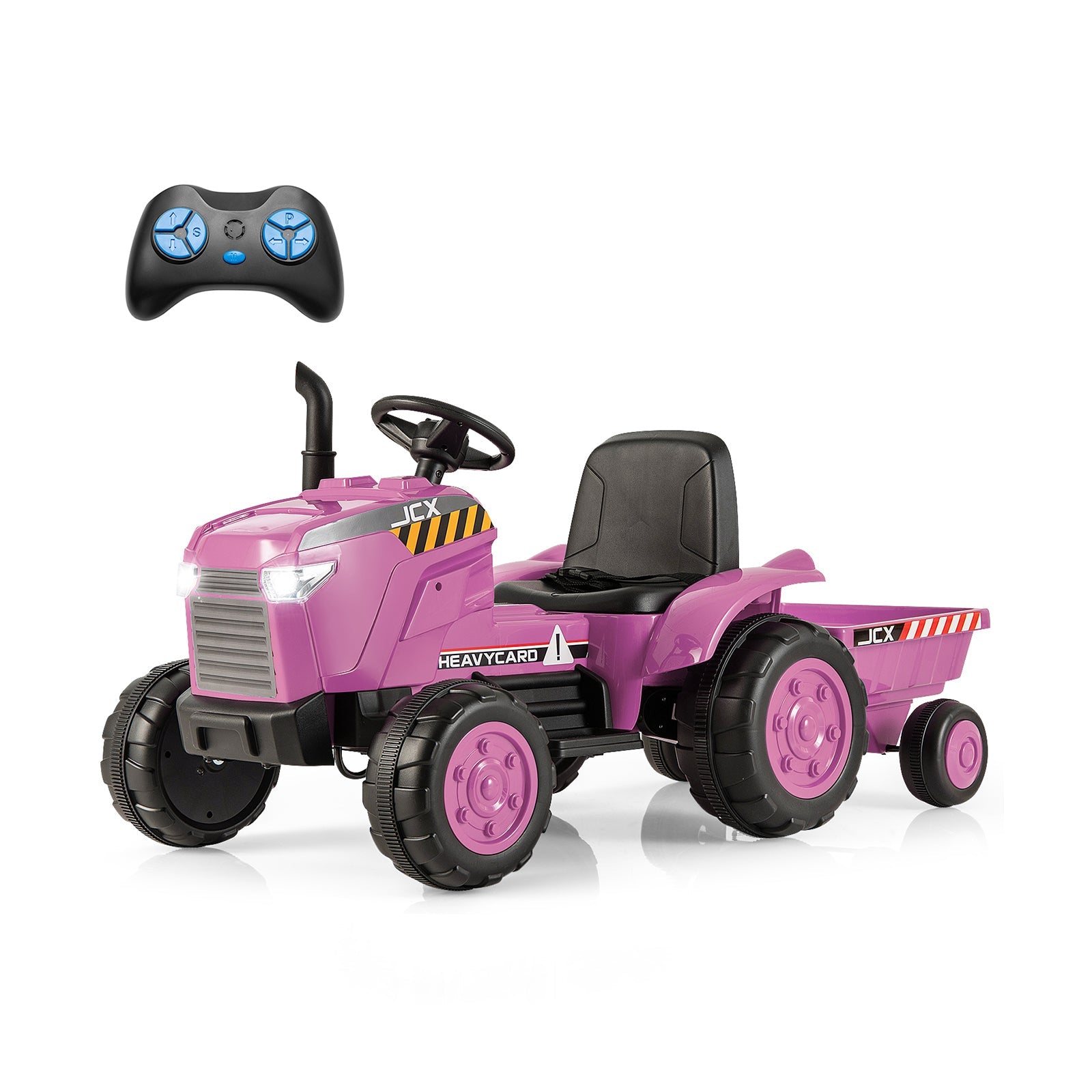 12V Kids Ride On Tractor with Trailer and Remote Control, Pink Powered Ride On Toys   at Gallery Canada