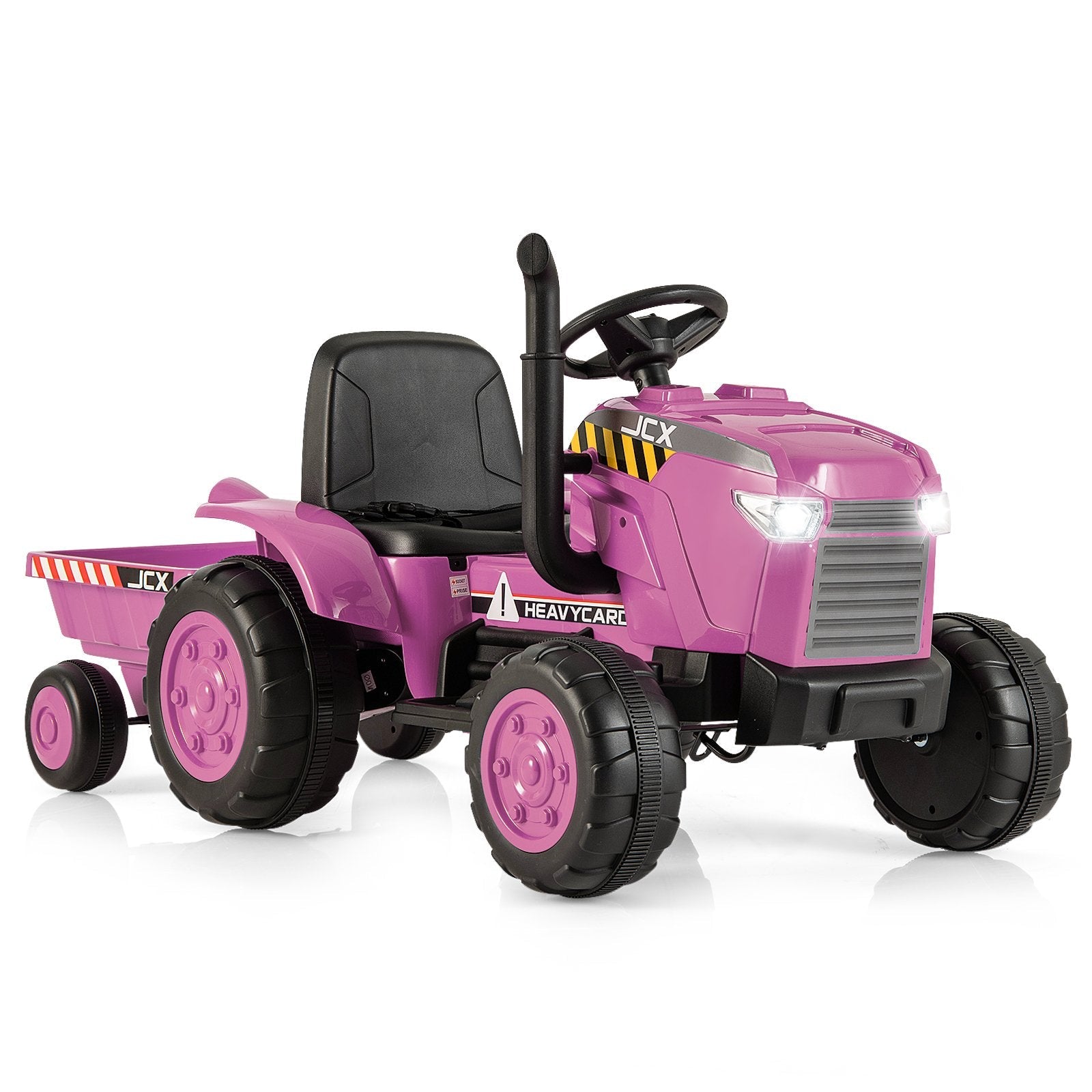 12V Kids Ride On Tractor with Trailer and Remote Control, Pink Powered Ride On Toys   at Gallery Canada