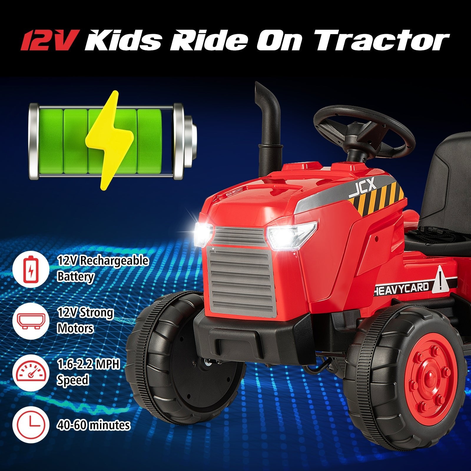 12V Kids Ride On Tractor with Trailer and Remote Control, Red Powered Ride On Toys   at Gallery Canada