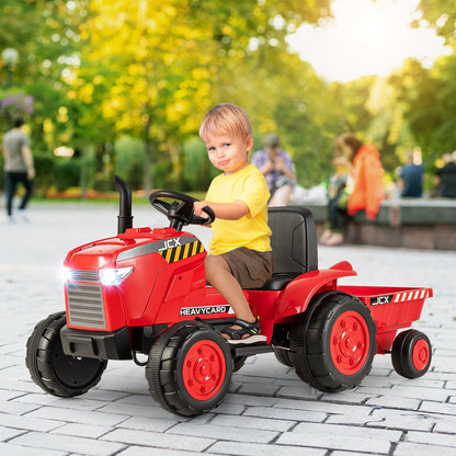 12V Kids Ride On Tractor with Trailer and Remote Control, Red Powered Ride On Toys   at Gallery Canada