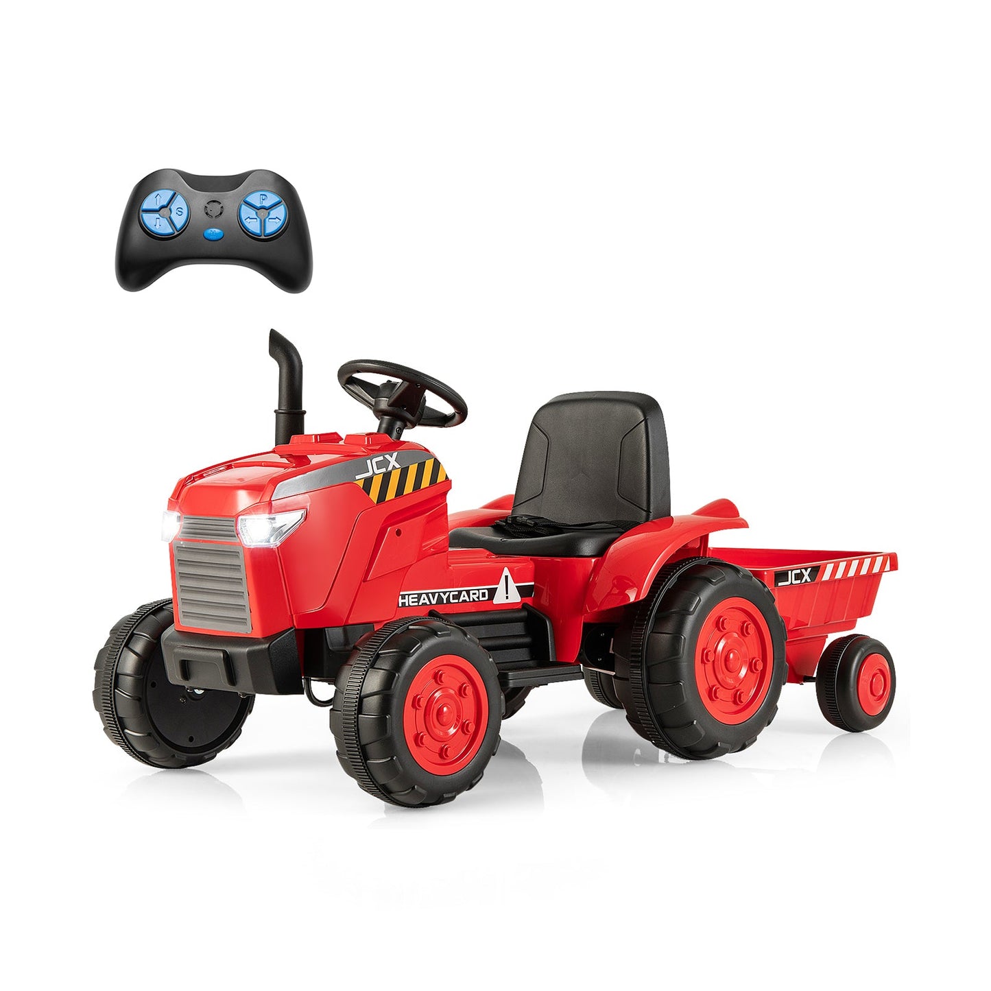 12V Kids Ride On Tractor with Trailer and Remote Control, Red Powered Ride On Toys   at Gallery Canada