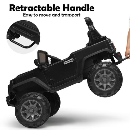 12V Kids Ride On Truck with Remote Control and Double Magnetic Door, Black Powered Ride On Toys   at Gallery Canada