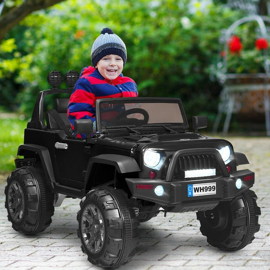 12V Kids Ride On Truck with Remote Control and Double Magnetic Door, Black Powered Ride On Toys   at Gallery Canada