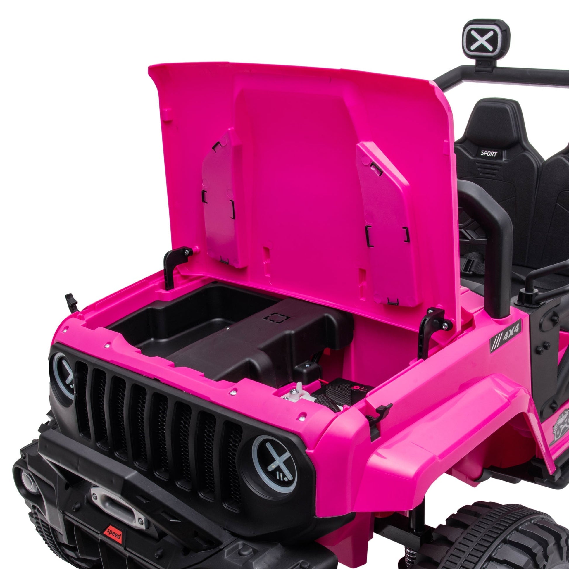 12V Kids Ride-on Truck with Remote, LED Lights, Music, 3 Speeds, Pink Electric Toy Cars   at Gallery Canada