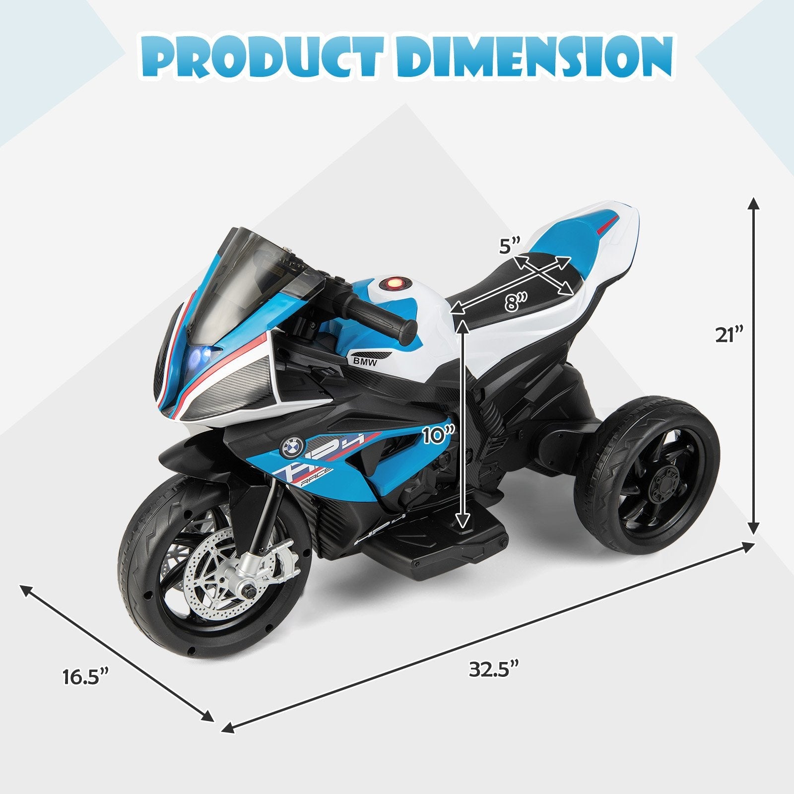 12V Licensed BMW Kids Motorcycle Ride-On Toy for 37-96 Months Old Kids, Blue Powered Ride On Toys   at Gallery Canada