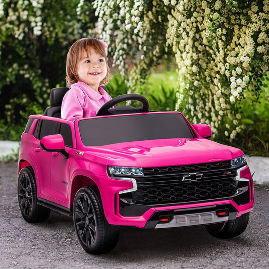 12V Licensed Chevrolet TAHOE Ride On Car, Kids Ride On Car with Remote Control, 3 Speeds, Spring Suspension, LED Light, Horn, Music, Electric Kids Car for 3-6 Years Old Pink - Gallery Canada