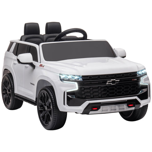 12V Chevrolet TAHOE Kids Ride On Car with Remote, 3 Speeds, LED, Music, White Electric Toy Cars White  at Gallery Canada