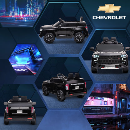 12V Chevrolet TAHOE Kids Ride On Car with Remote, 3 Speeds, LED, Black Electric Toy Cars   at Gallery Canada