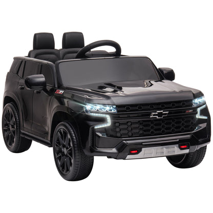 12V Chevrolet TAHOE Kids Ride On Car with Remote, 3 Speeds, LED, Black Electric Toy Cars Black  at Gallery Canada