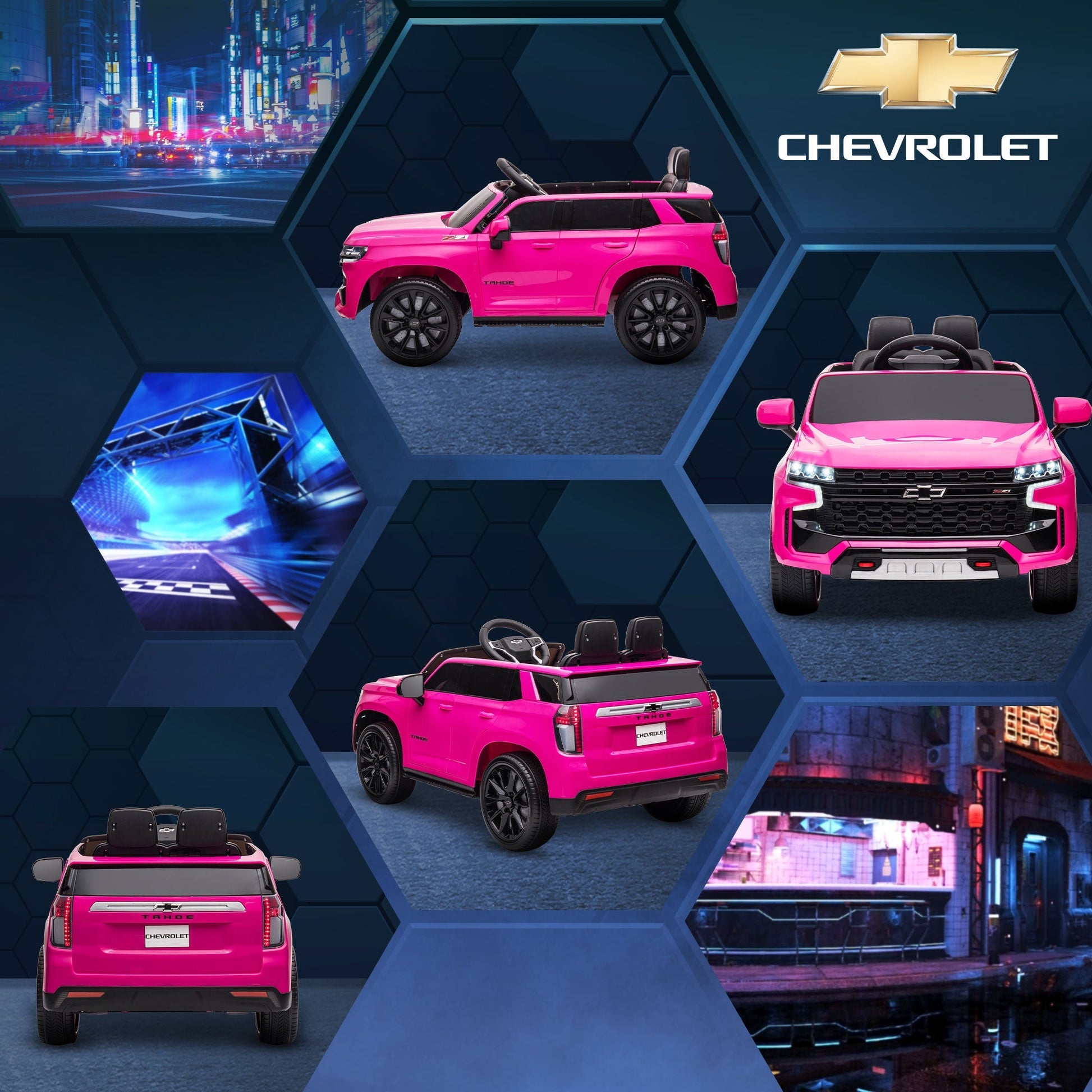 12V Chevrolet TAHOE Ride-On Car with Remote, 3 Speeds, LED, Music, Pink Electric Toy Cars   at Gallery Canada