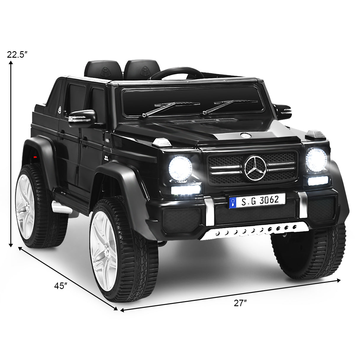 12V Licensed Mercedes-Benz Kids Ride On Car, Black Powered Ride On Toys   at Gallery Canada