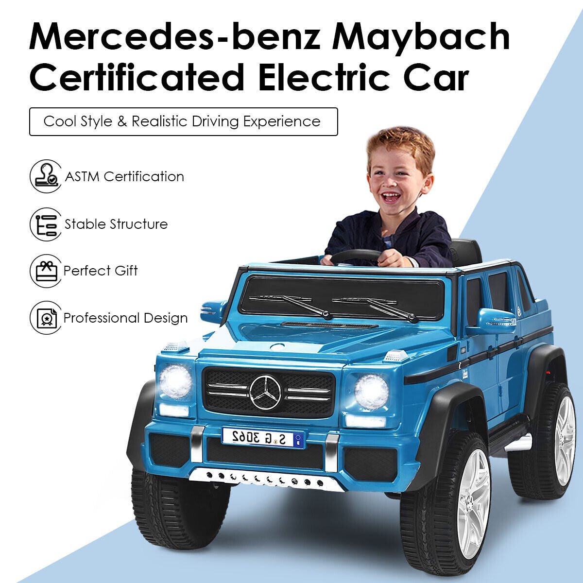 12V Licensed Mercedes-Benz Kids Ride On Car, Navy Powered Ride On Toys   at Gallery Canada