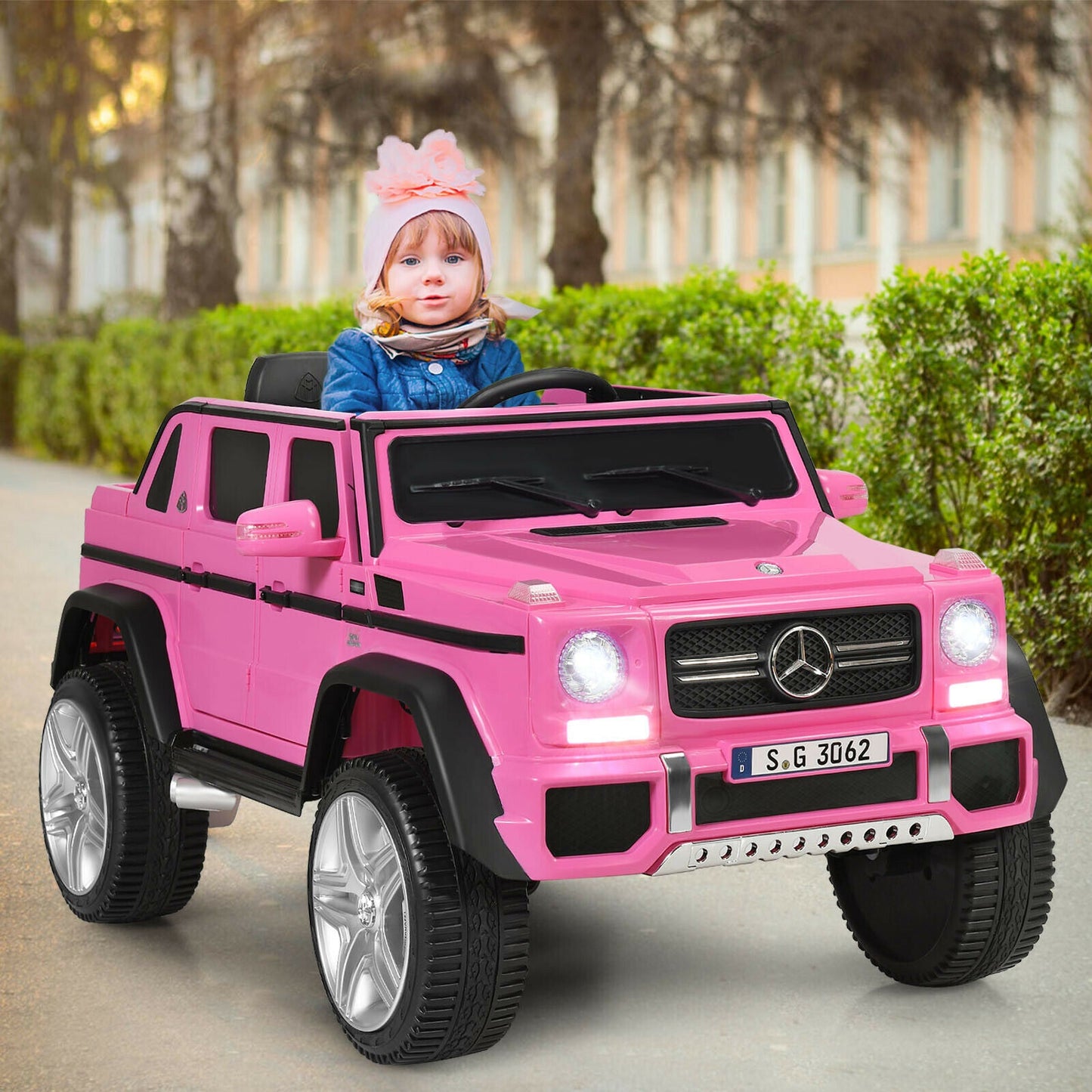 12V Licensed Mercedes-Benz Kids Ride On Car, Pink Powered Ride On Toys   at Gallery Canada