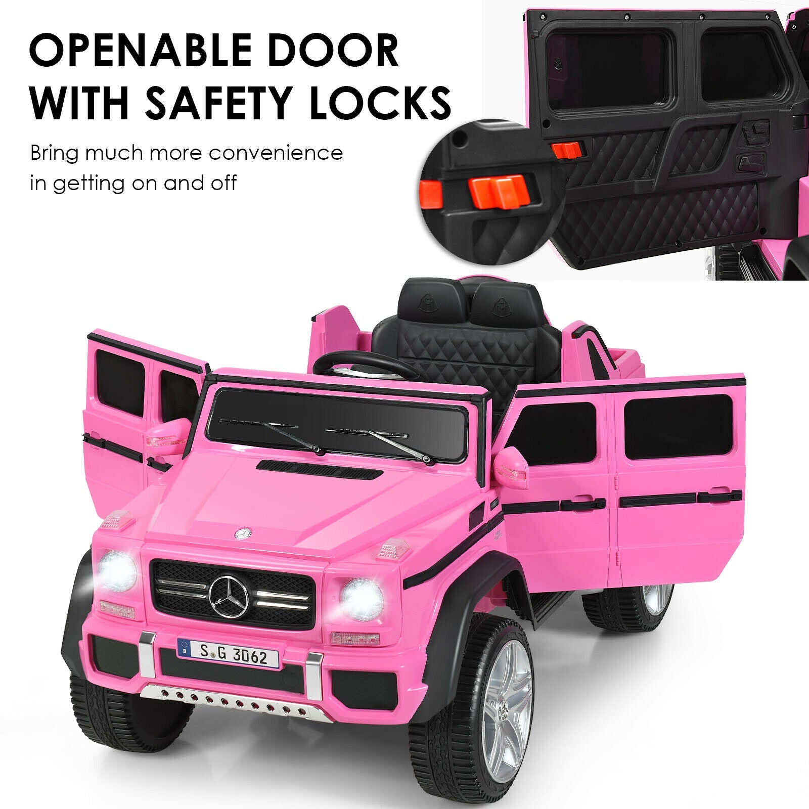 12V Licensed Mercedes-Benz Kids Ride On Car, Pink Powered Ride On Toys   at Gallery Canada