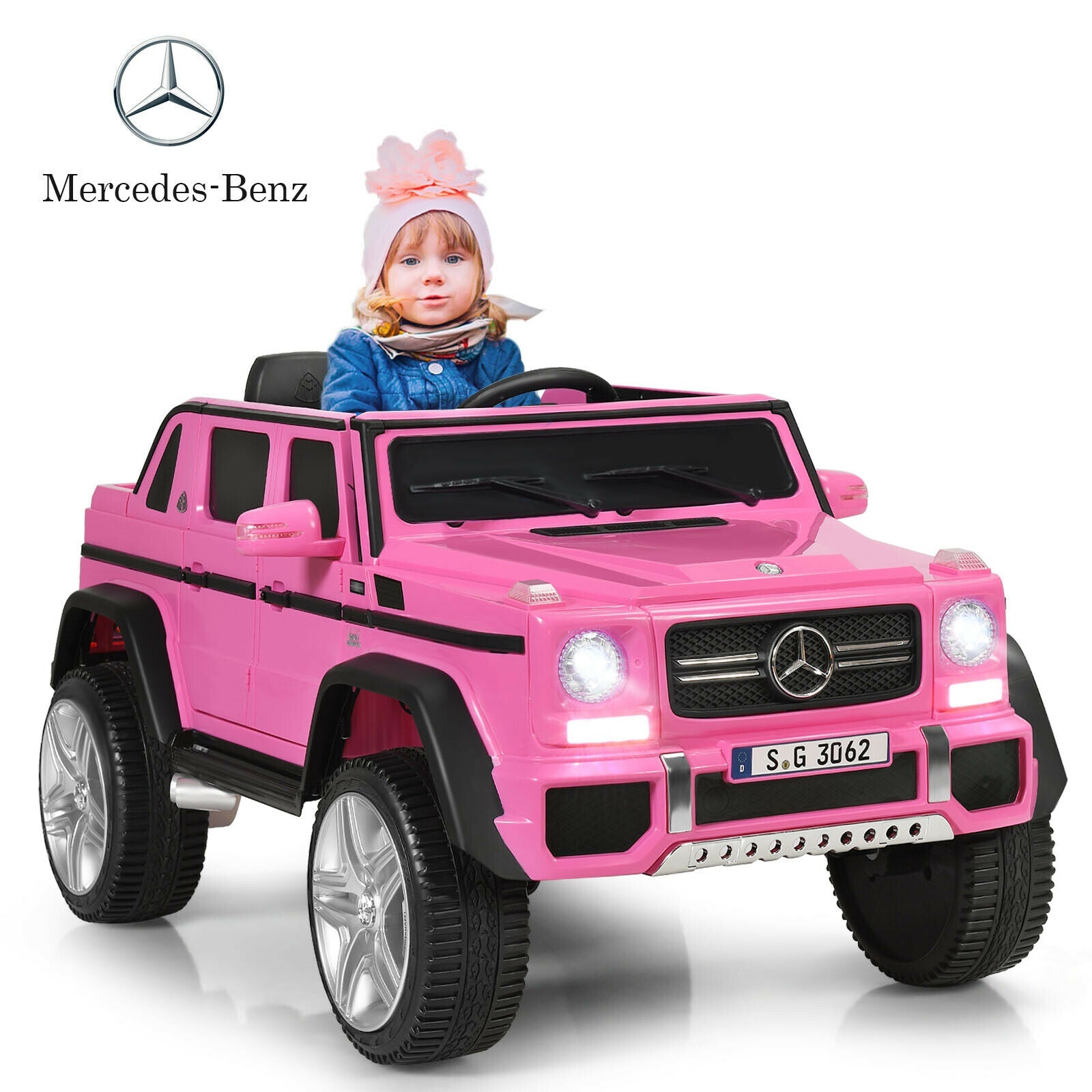 12V Licensed Mercedes-Benz Kids Ride On Car, Pink Powered Ride On Toys   at Gallery Canada