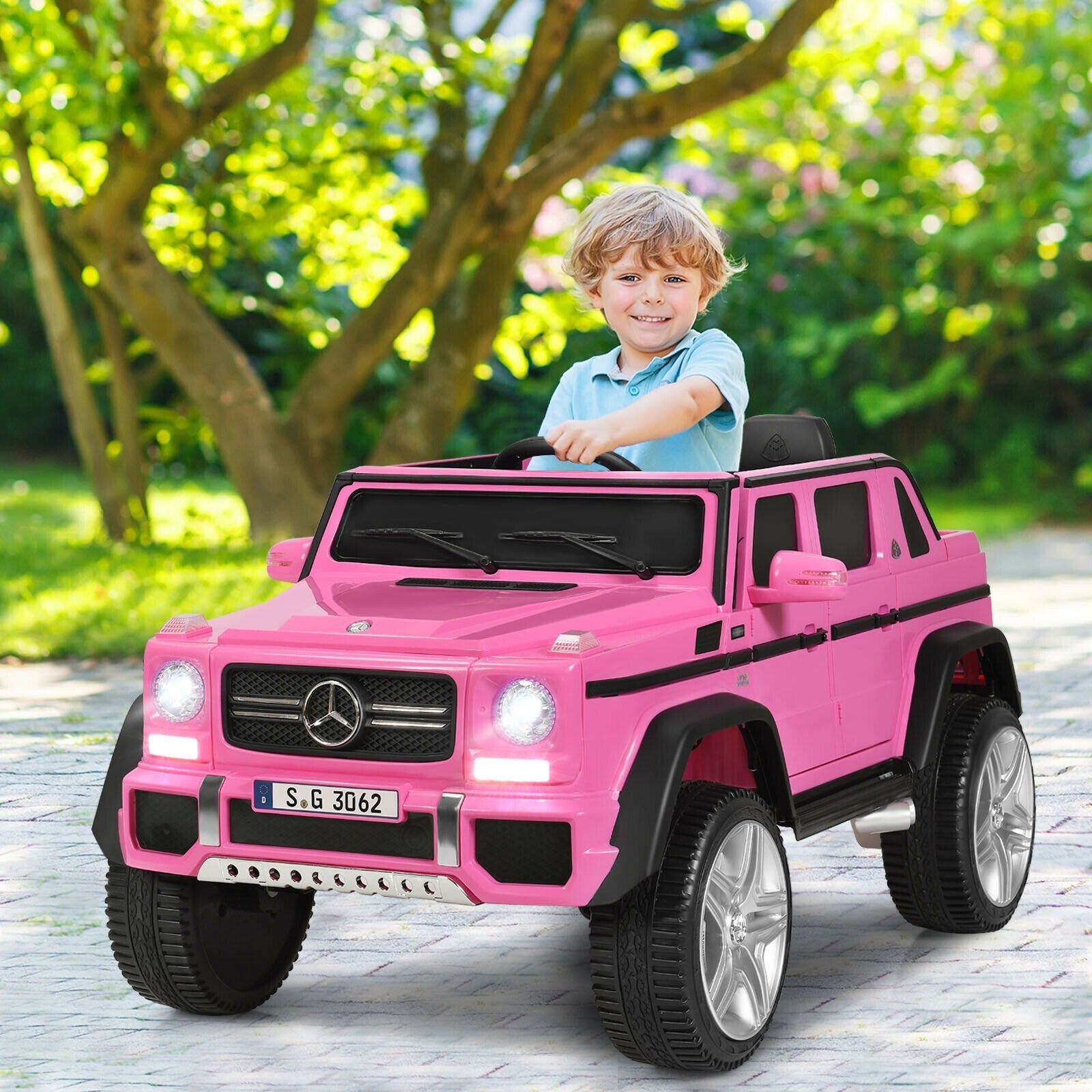 12V Licensed Mercedes-Benz Kids Ride On Car, Pink Powered Ride On Toys   at Gallery Canada