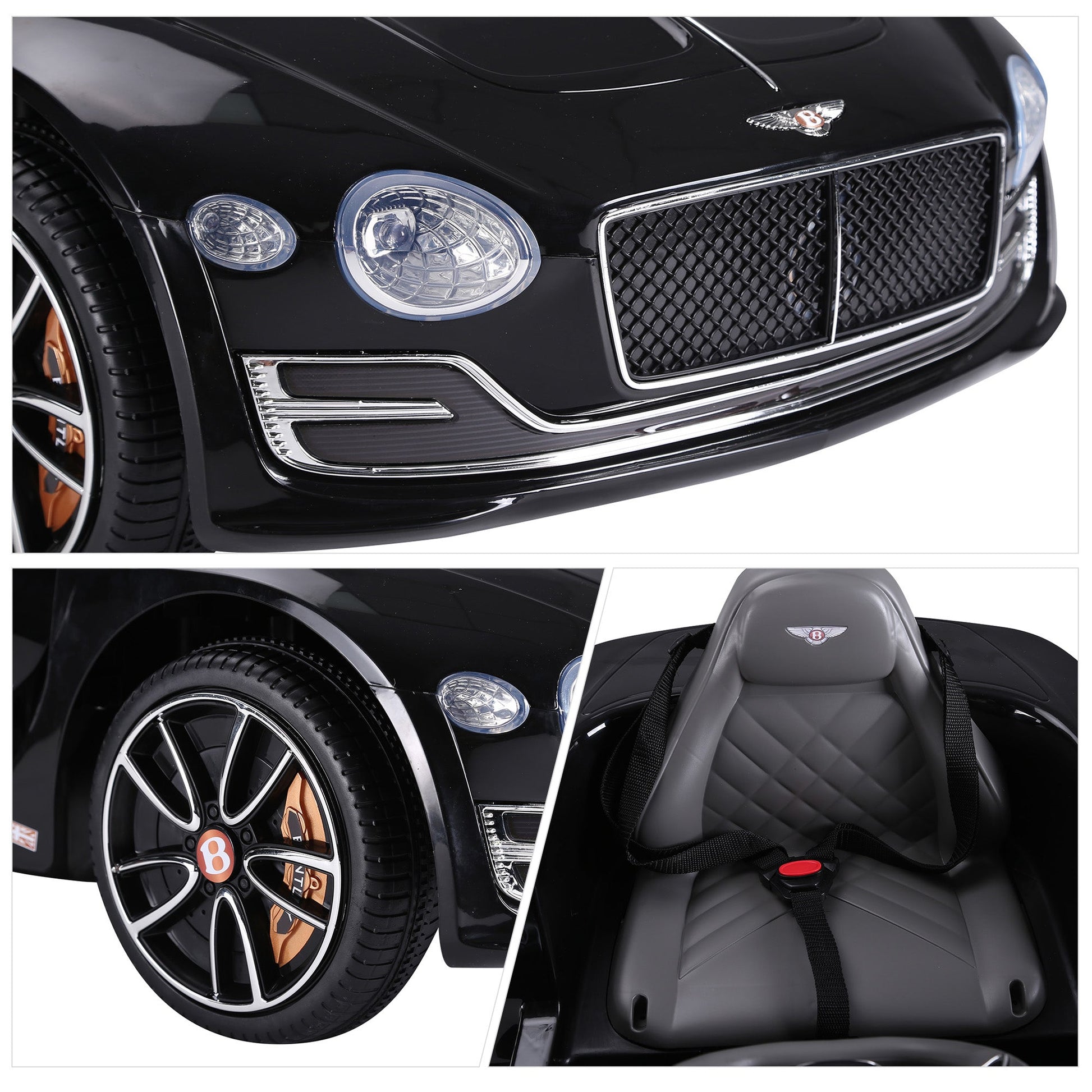 12V Ride On Car Licensed Bentley Battery Powered Electric Vehicles w/ Parent Remote Control, 2 Speed - Black Electric Toy Cars   at Gallery Canada