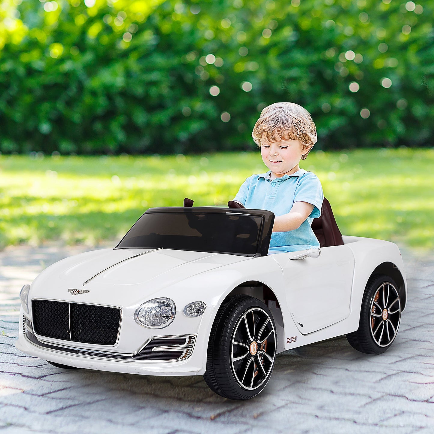 12V Ride On Car Licensed Bentley Battery Powered Electric Vehicles w/ Parent Remote Control, 2 Speed - White Electric Toy Cars   at Gallery Canada