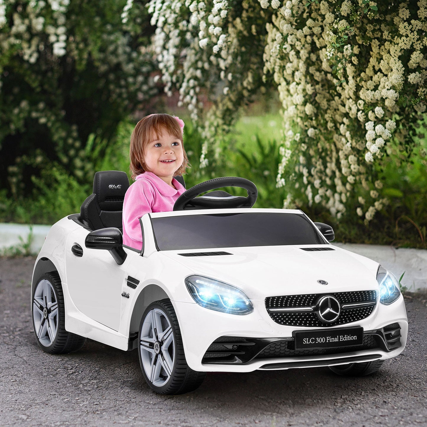 12V Ride On Car with Parent Remote Control Two Motors Music Lights Suspension Wheels for 3-6 Years White Electric Toy Cars   at Gallery Canada