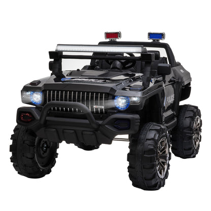 12V Ride On Police Car 2 Seater For 3 - 8 Years Old Kids W/ Parental Remote Control Led Lights Mp3 Black Electric Toy Cars Black  at Gallery Canada