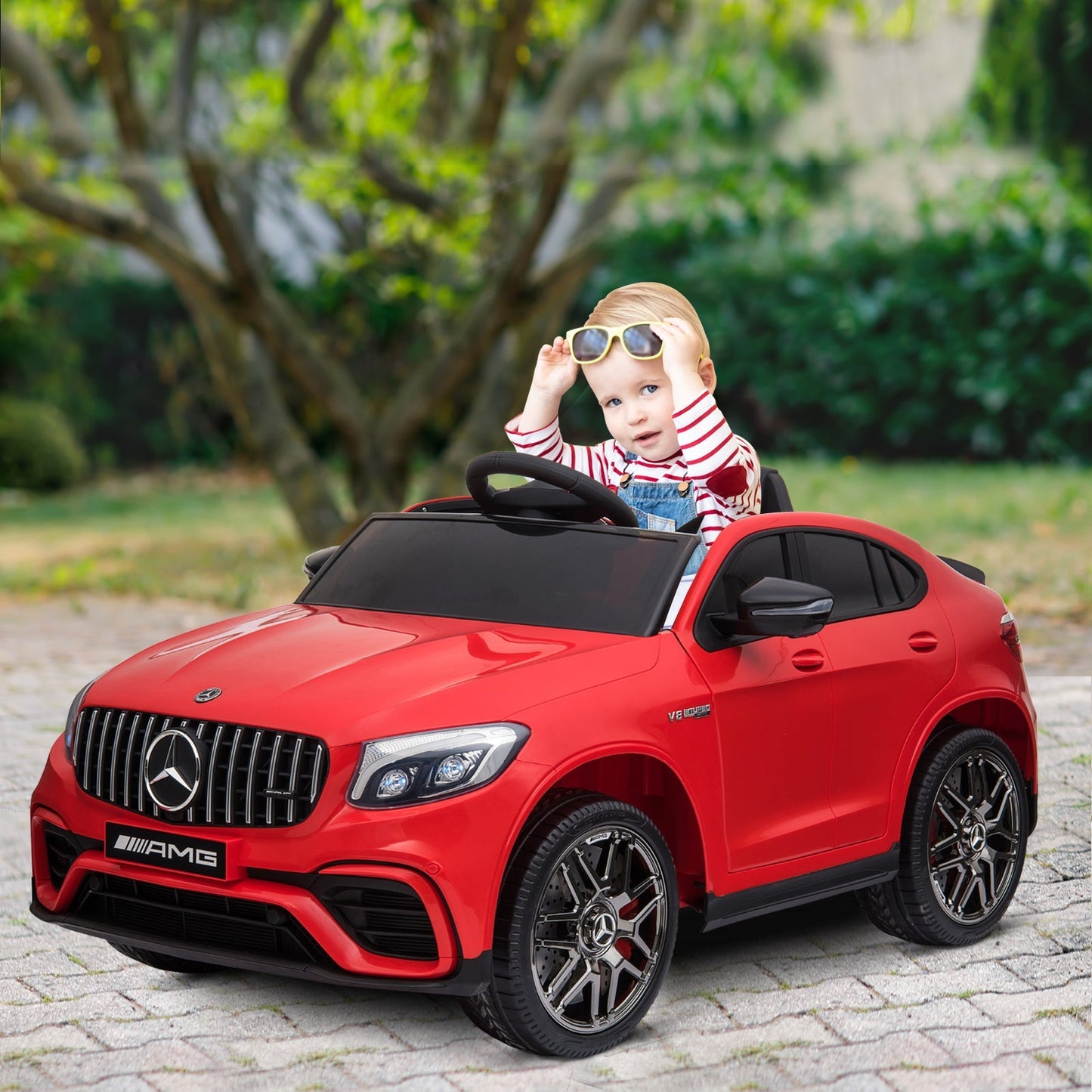 12V Ride On Toy Car for Kids with Remote Control, Mercedes Benz AMG GLC63S Coupe, 2 Speed, with Music, Electric Light, Red Electric Toy Cars   at Gallery Canada