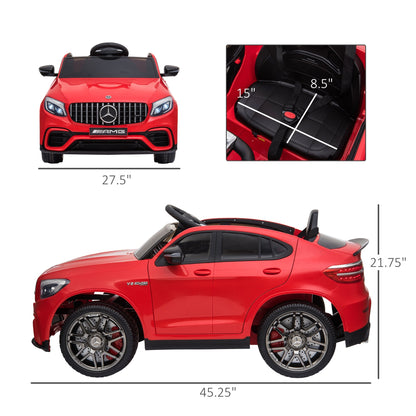 12V Ride On Toy Car for Kids with Remote Control, Mercedes Benz AMG GLC63S Coupe, 2 Speed, with Music, Electric Light, Red Electric Toy Cars   at Gallery Canada