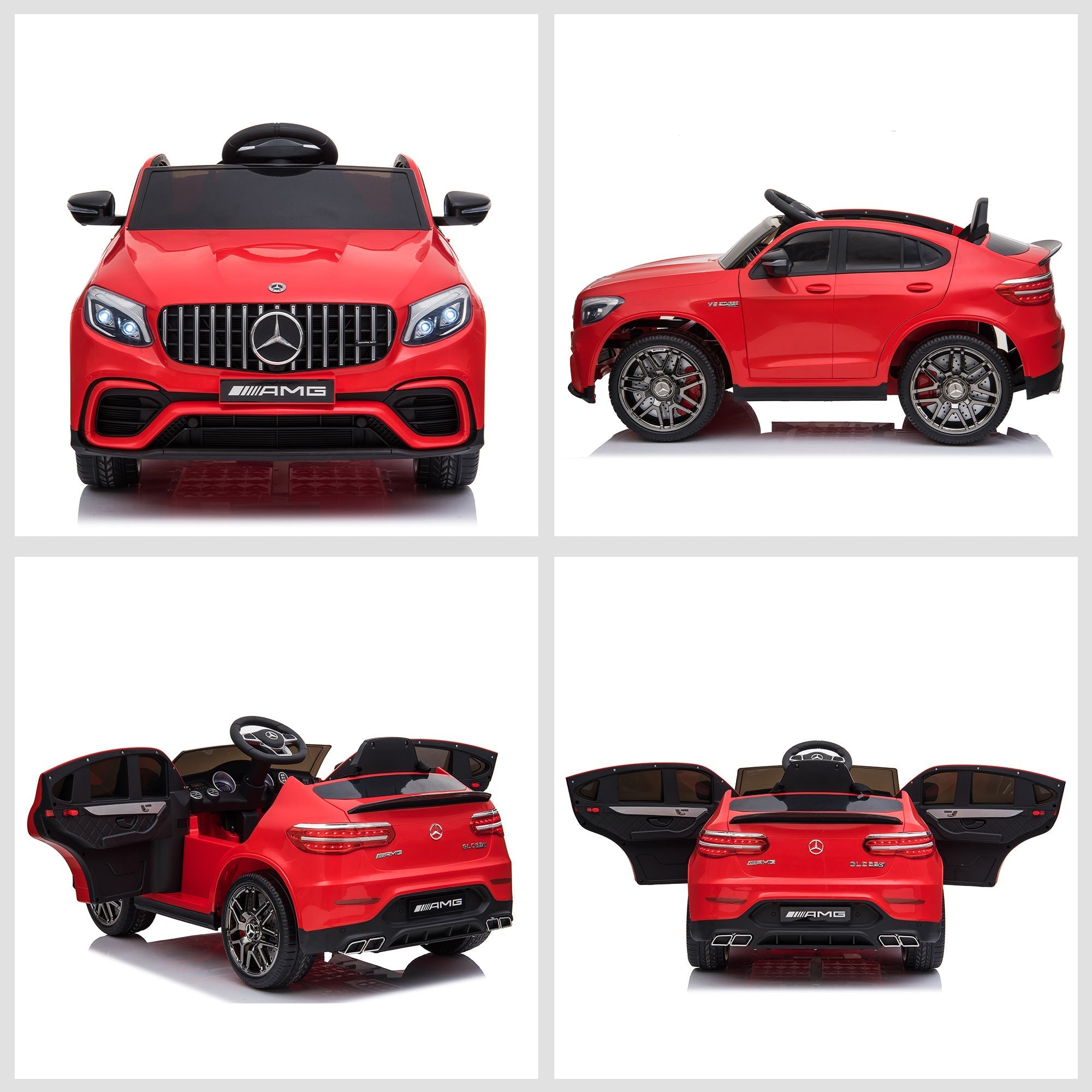 12V Ride On Toy Car for Kids with Remote Control, Mercedes Benz AMG GLC63S Coupe, 2 Speed, with Music, Electric Light, Red Electric Toy Cars   at Gallery Canada