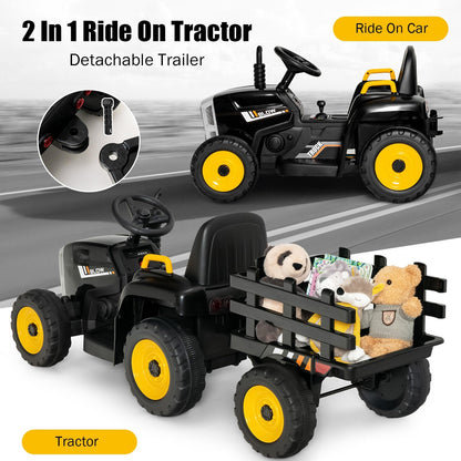 12V Ride on Tractor with 3-Gear-Shift Ground Loader for Kids 3+ Years Old, Black Powered Ride On Toys   at Gallery Canada