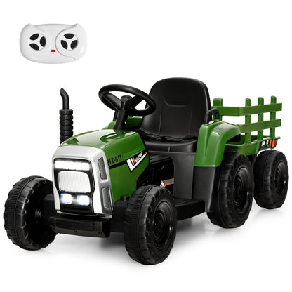 12V Ride on Tractor with 3-Gear-Shift Ground Loader for Kids 3+ Years Old, Dark Green Powered Ride On Toys   at Gallery Canada