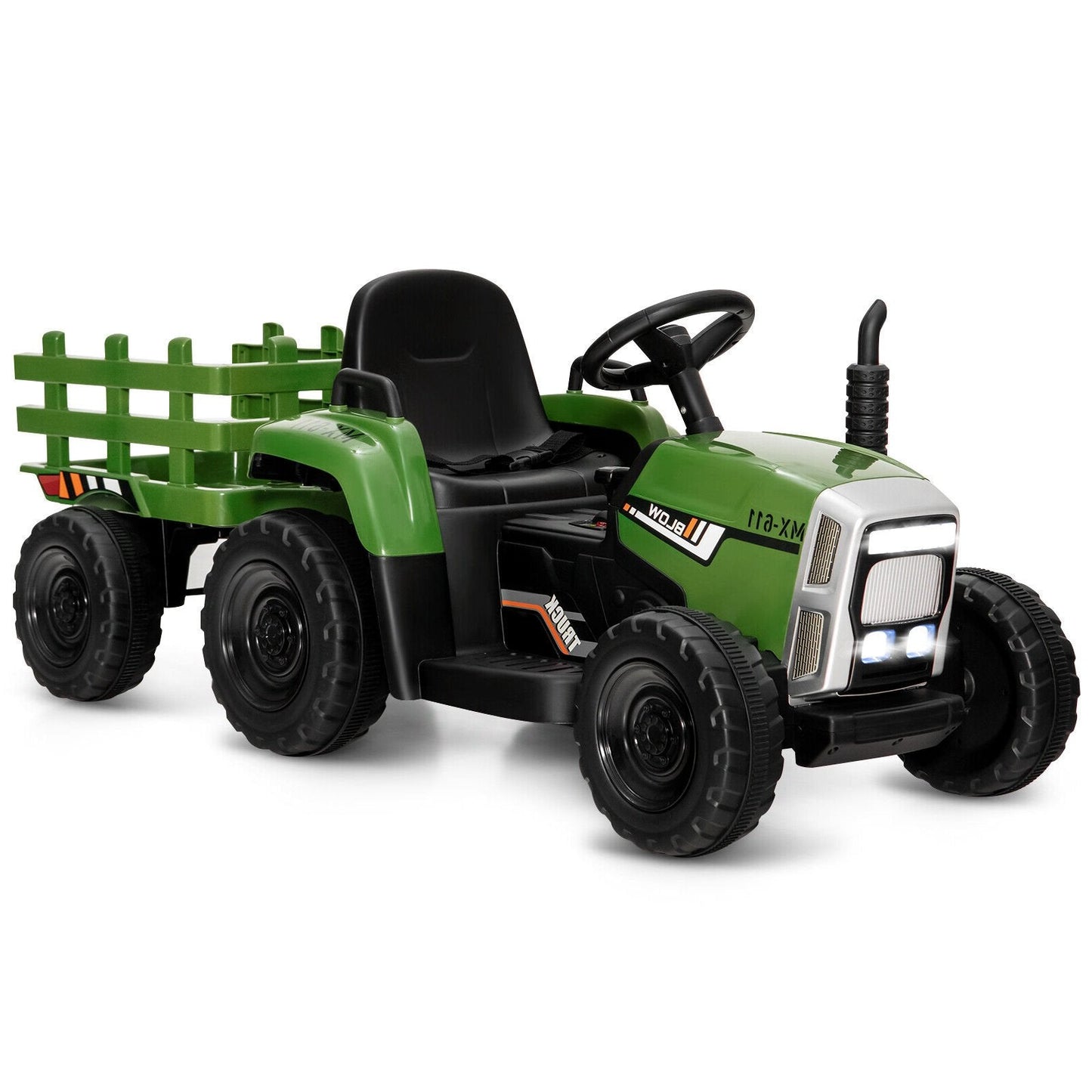 12V Ride on Tractor with 3-Gear-Shift Ground Loader for Kids 3+ Years Old, Dark Green Powered Ride On Toys   at Gallery Canada