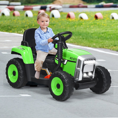 12V Ride on Tractor with 3-Gear-Shift Ground Loader for Kids 3+ Years Old, Green